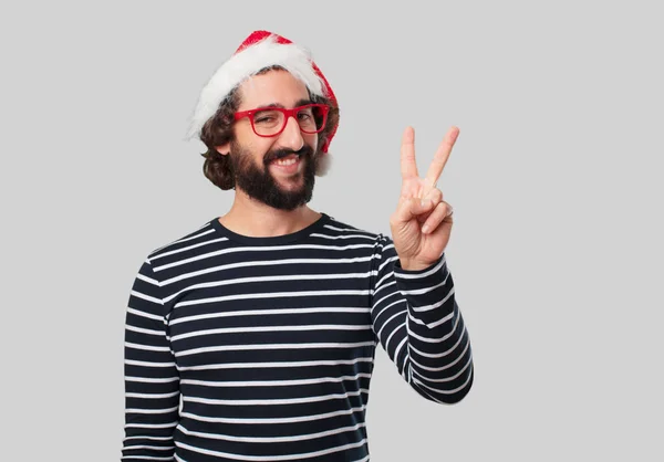 Jeune Fou Gesticule Concept Noël — Photo