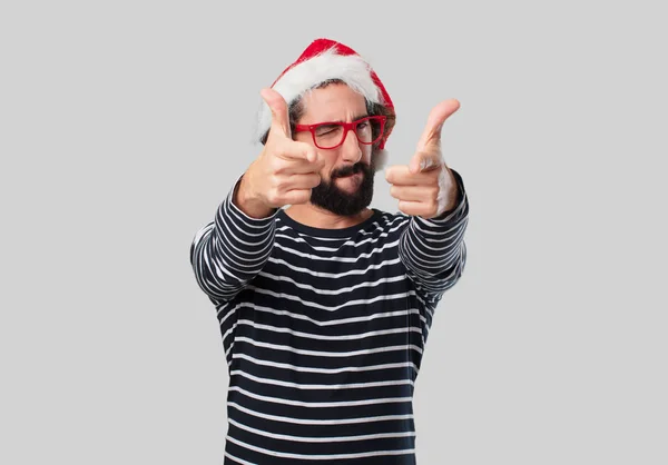 Junger Verrückter Gestikuliert Weihnachtskonzept — Stockfoto