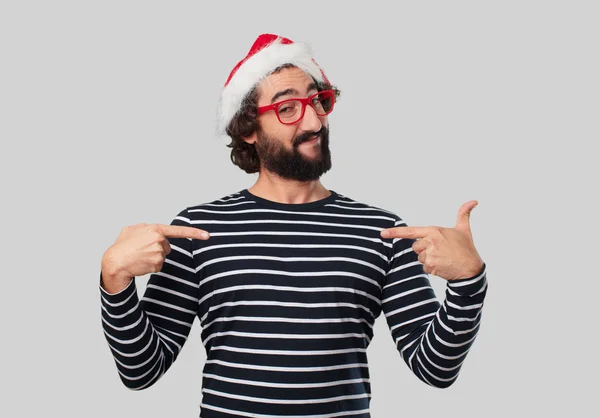 Jeune Fou Gesticule Concept Noël — Photo