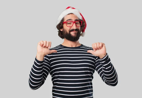 Young Crazy Man Gesticulating Christmas Concept — Stock Photo, Image