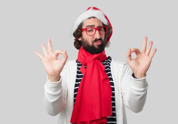 Jeune Fou Gesticule Concept Noël — Photo