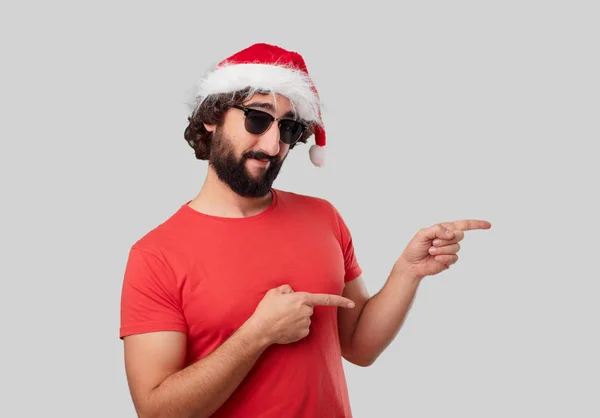 Junger Verrückter Gestikuliert Weihnachtskonzept — Stockfoto