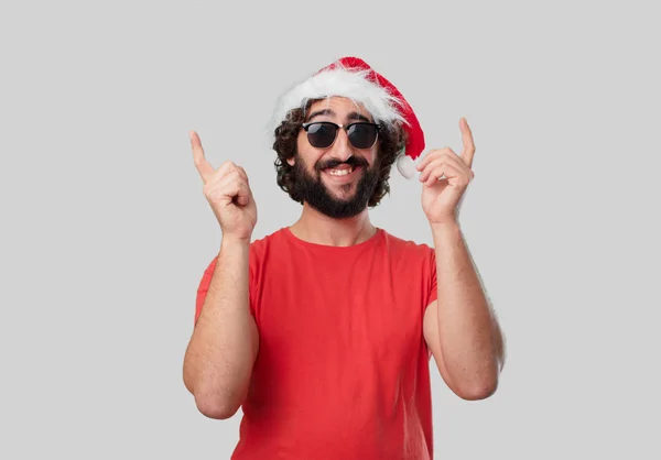 Junger Verrückter Gestikuliert Weihnachtskonzept — Stockfoto