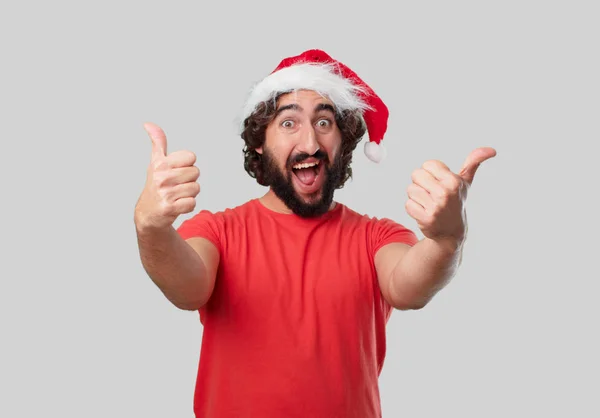 Joven Loco Está Gesticulando Concepto Navidad — Foto de Stock