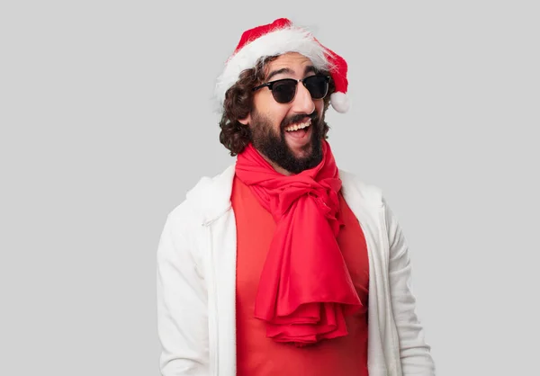 Young Crazy Man Gesticulating Christmas Concept — Stock Photo, Image