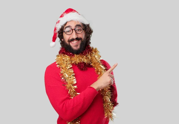 Genç Deli Adam Gesticulating Noel Kavramı — Stok fotoğraf