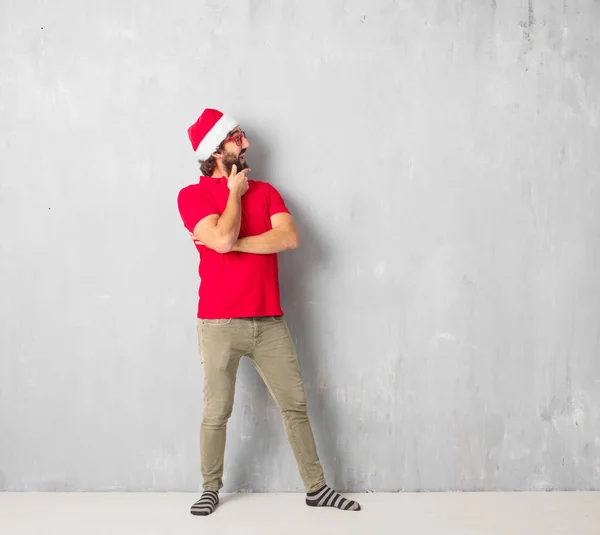 Young Crazy Man Full Body Christmas Concept — Stock Photo, Image