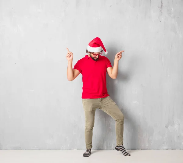 Young Crazy Man Full Body Christmas Concept — Stock Photo, Image