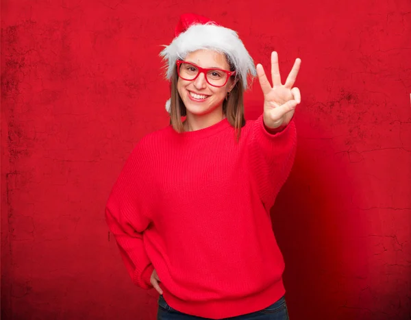 Noel Kavramı Ile Genç Güzel Kadın Düzenlenebilir Arka Plan — Stok fotoğraf