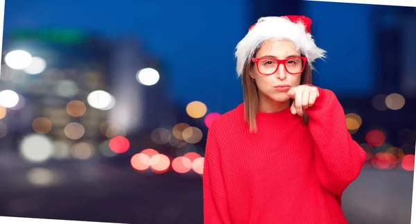 Mooie Jongedame Kerst Concept Bewerkbare Achtergrond — Stockfoto