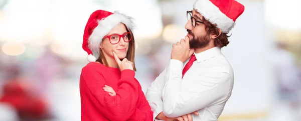 Young Couple Expressing Christmas Concept Couple Background Different Layers — Stock Photo, Image