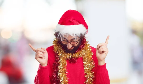 Jeune Homme Chapeau Père Noël Concept Noël — Photo