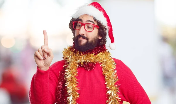 Young Man Santa Hat Christmas Concept — Stock Photo, Image