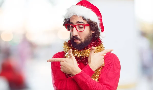 Ung Man Santa Hatt Jul Konceptet — Stockfoto