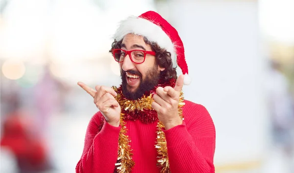 Joven Con Sombrero Santa Concepto Navidad — Foto de Stock