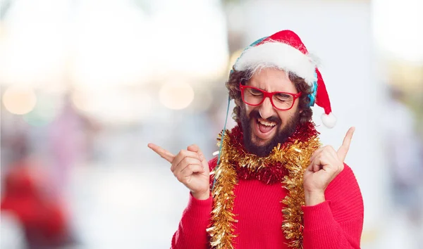 Mladý Muž Santa Hat Vánoční Koncept — Stock fotografie