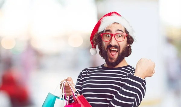 Junger Mann Mit Weihnachtsmütze Weihnachtskonzept — Stockfoto