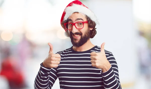 Νεαρός Άνδρας Καπέλο Santa Έννοια Των Χριστουγέννων — Φωτογραφία Αρχείου