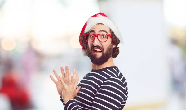 Junger Mann Mit Weihnachtsmütze Weihnachtskonzept — Stockfoto