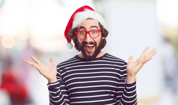 Mladý Muž Santa Hat Vánoční Koncept — Stock fotografie