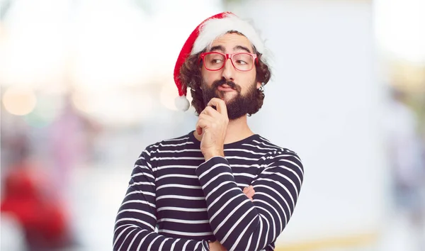 Joven Con Sombrero Santa Concepto Navidad —  Fotos de Stock