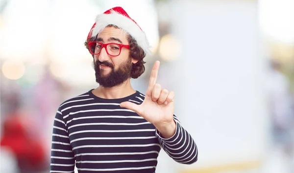 Joven Con Sombrero Santa Concepto Navidad —  Fotos de Stock