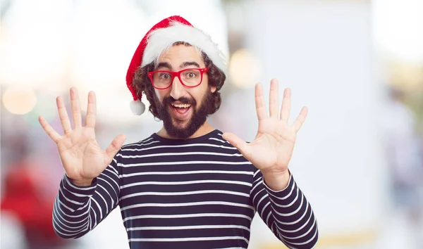 Junger Mann Mit Weihnachtsmütze Weihnachtskonzept — Stockfoto