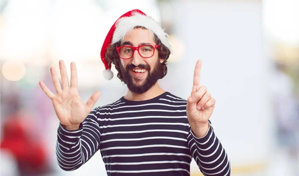 Jonge Man Kerstman Hoed Kerst Concept — Stockfoto