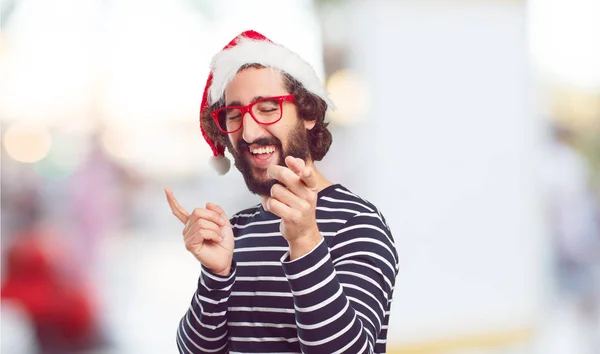 Joven Con Sombrero Santa Concepto Navidad —  Fotos de Stock