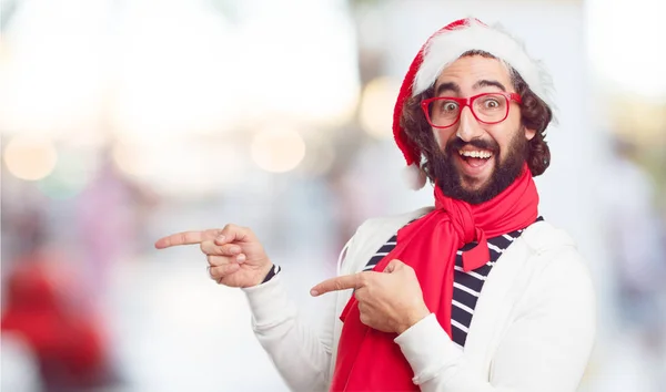 Joven Con Sombrero Santa Concepto Navidad —  Fotos de Stock