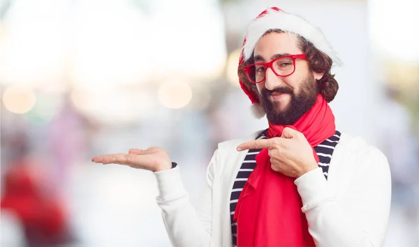 Joven Con Sombrero Santa Concepto Navidad —  Fotos de Stock