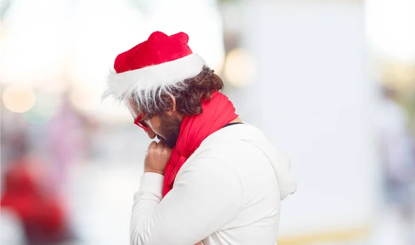 Joven Con Sombrero Santa Concepto Navidad — Foto de Stock