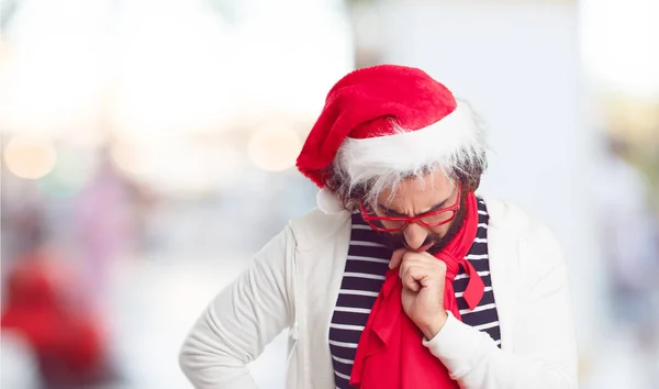 Jeune Homme Chapeau Père Noël Concept Noël — Photo
