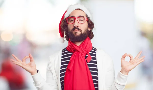 Jovem Chapéu Pai Natal Conceito Natal — Fotografia de Stock