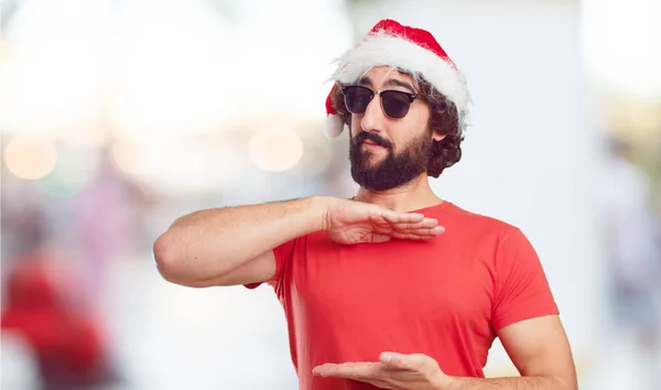 Young Man Santa Hat Christmas Concept — Stock Photo, Image