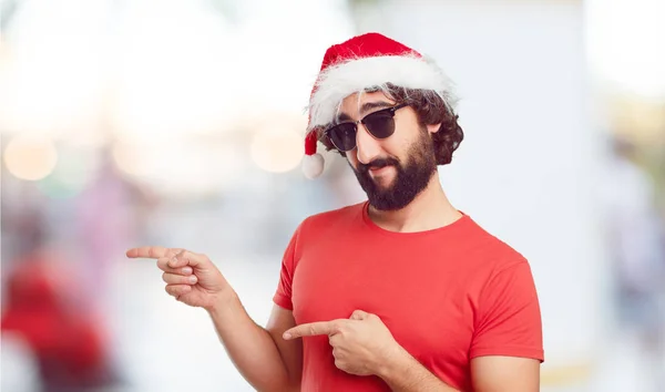 Ung Man Santa Hatt Jul Konceptet — Stockfoto