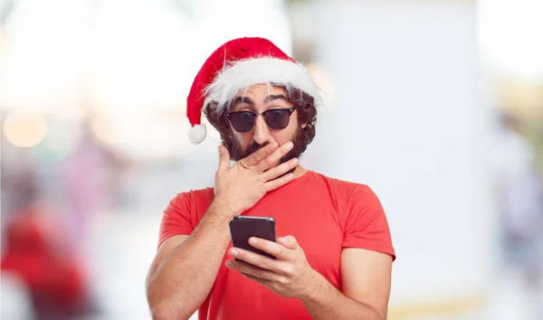 Giovanotto Col Cappello Babbo Natale Concetto Natale — Foto Stock