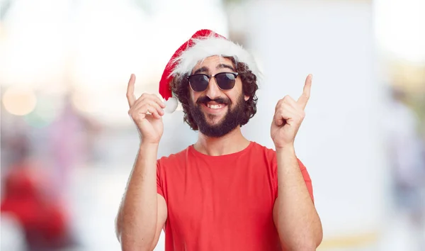 Joven Con Sombrero Santa Concepto Navidad — Foto de Stock