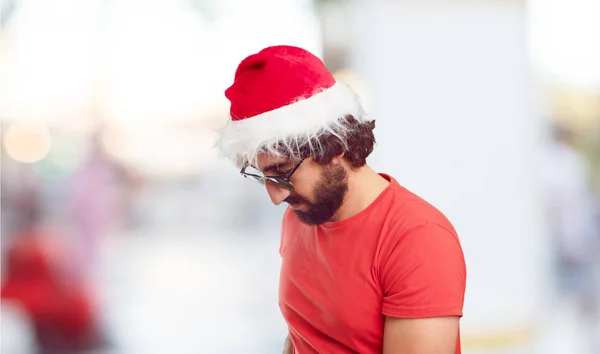 Jovem Chapéu Pai Natal Conceito Natal — Fotografia de Stock