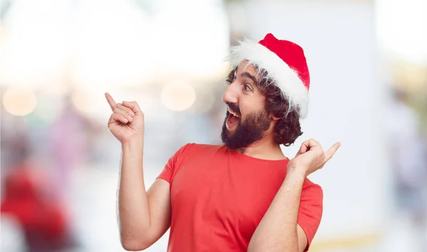 Ung Man Santa Hatt Jul Konceptet — Stockfoto