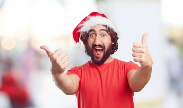 Young Man Santa Hat Christmas Concept — Stock Photo, Image