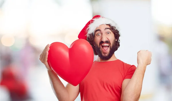 Junger Mann Mit Weihnachtsmütze Weihnachtskonzept — Stockfoto