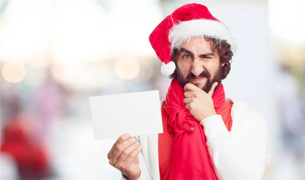 Giovanotto Col Cappello Babbo Natale Concetto Natale — Foto Stock