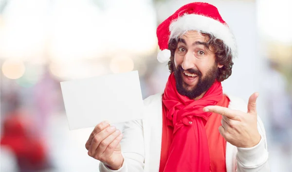 Giovanotto Col Cappello Babbo Natale Concetto Natale — Foto Stock