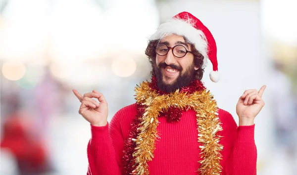 Jeune Homme Chapeau Père Noël Concept Noël — Photo