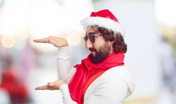 Junger Mann Mit Weihnachtsmütze Weihnachtskonzept — Stockfoto