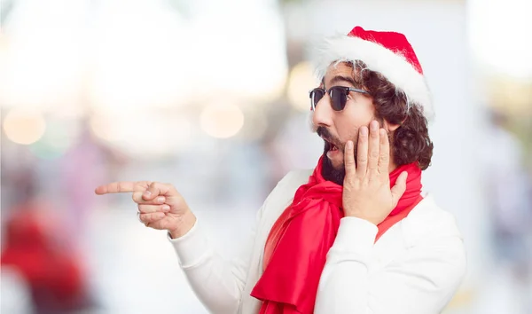 Młody Człowiek Santa Hat Boże Narodzenie Koncepcja — Zdjęcie stockowe