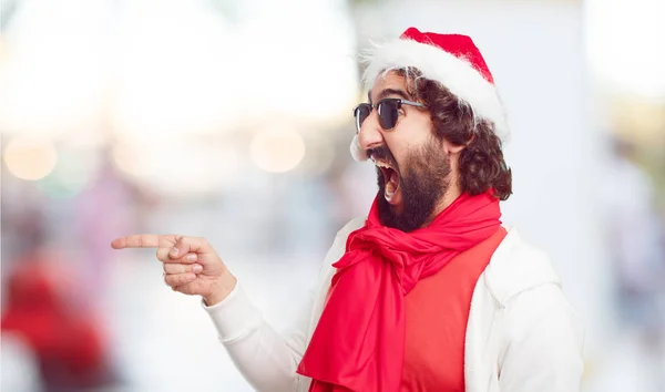 Mladý Muž Santa Hat Vánoční Koncept — Stock fotografie