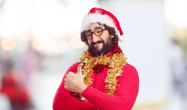 Junger Mann Mit Weihnachtsmütze Weihnachtskonzept — Stockfoto