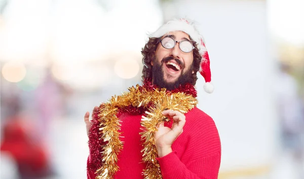 Joven Con Sombrero Santa Concepto Navidad —  Fotos de Stock